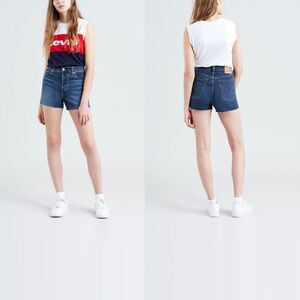 Levi's High Waist Raw Hem Denim Jean Shorts Blue 30 31